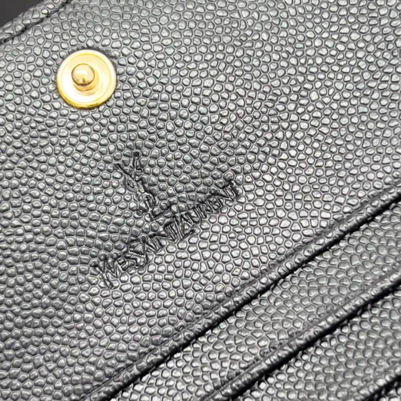 YSL Black Leather Card Holder Wallet - Image 8