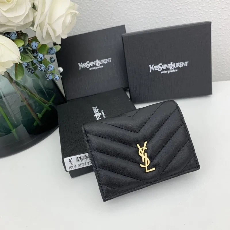 Yves Saint Laurent Black Quilted Card Wallet 7009