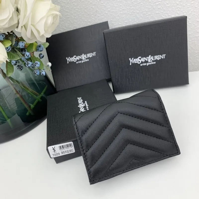 Yves Saint Laurent Black Quilted Card Wallet 7009 - Image 3