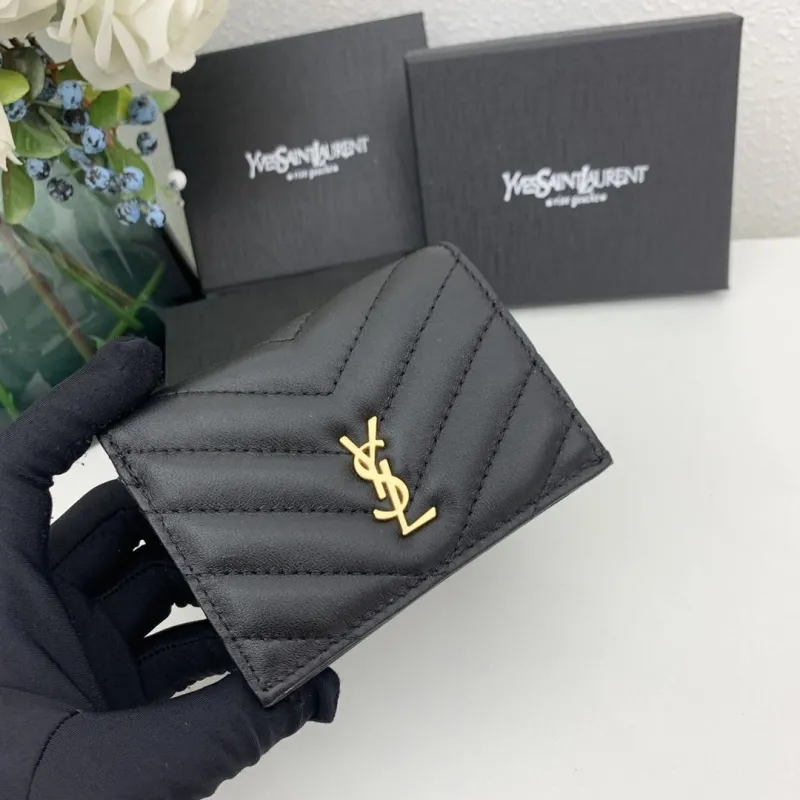 Yves Saint Laurent Black Quilted Card Wallet 7009 - Image 4