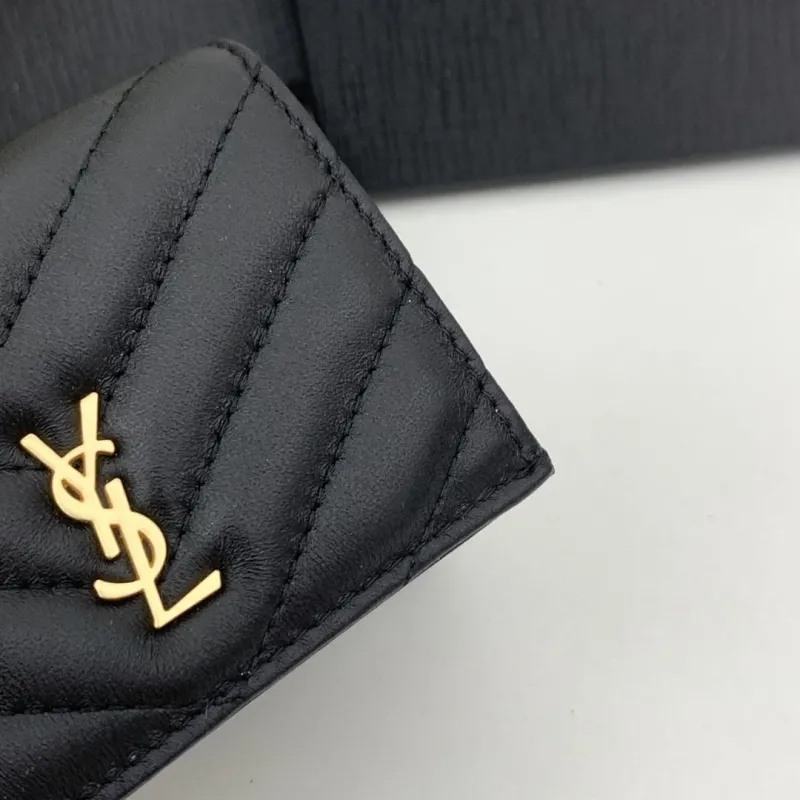 Yves Saint Laurent Black Quilted Card Wallet 7009 - Image 5