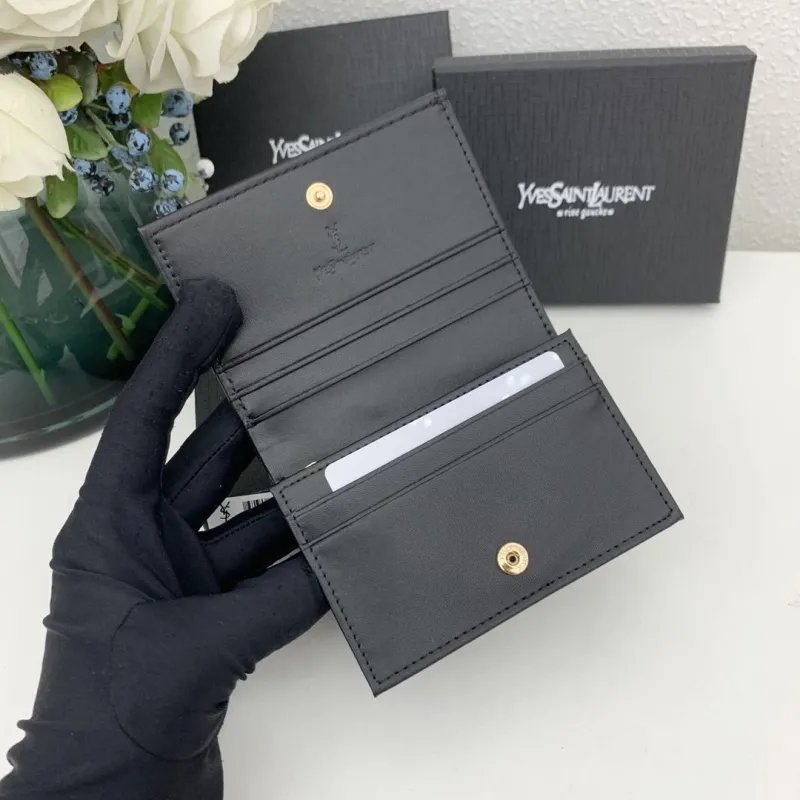 Yves Saint Laurent Black Quilted Card Wallet 7009 - Image 7