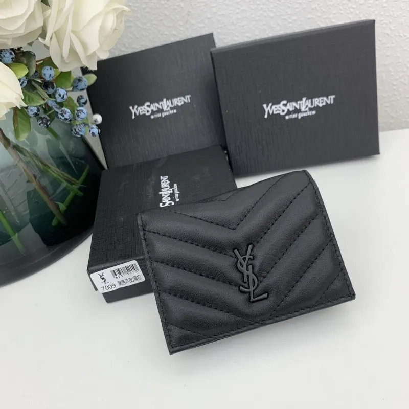 YSL Black Leather Wallet 7009