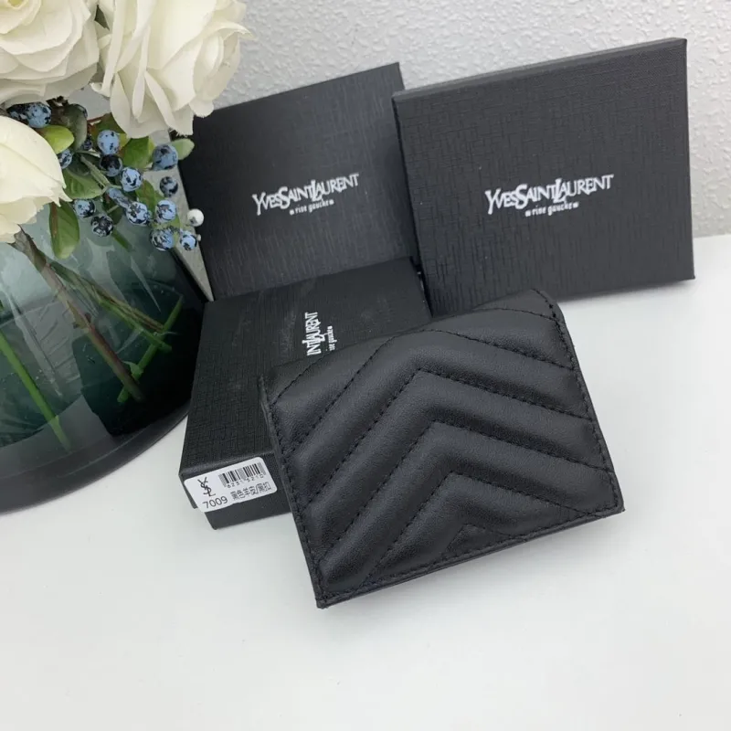 YSL Black Leather Wallet 7009 - Image 3