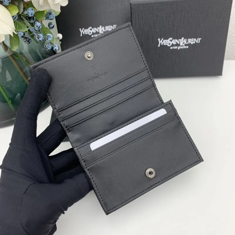 YSL Black Leather Wallet 7009 - Image 7
