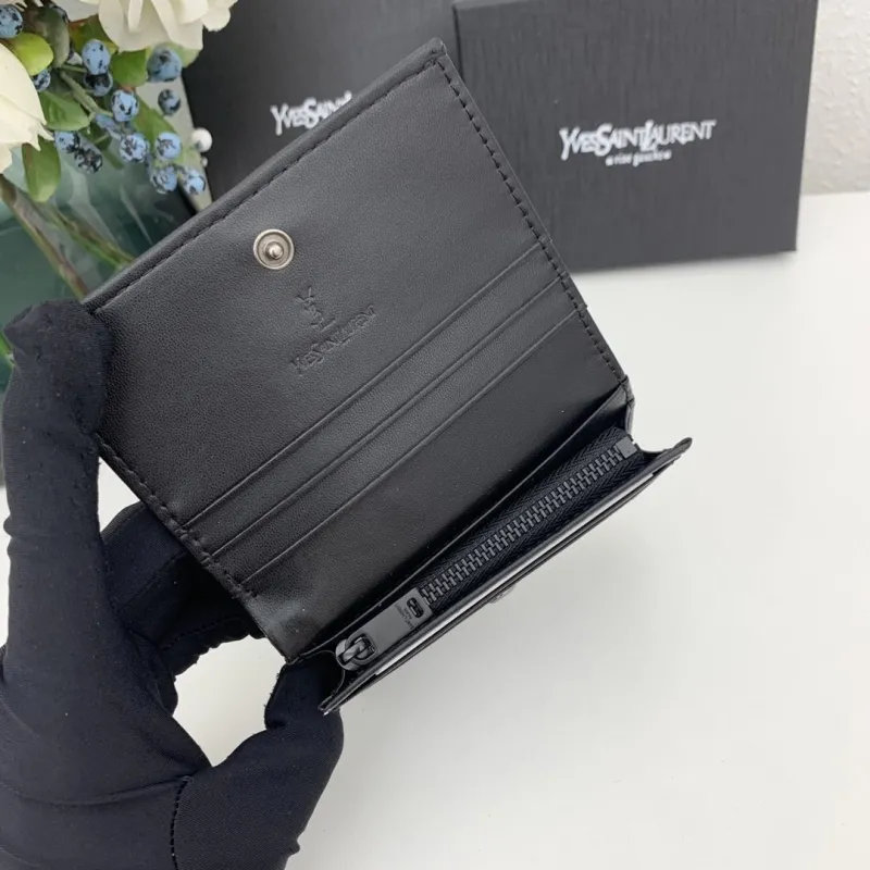 YSL Black Leather Wallet 7009 - Image 8