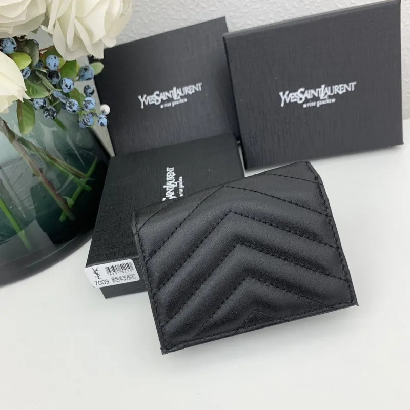 Yves Saint Laurent Black Quilted Leather Wallet 7009 - Image 3