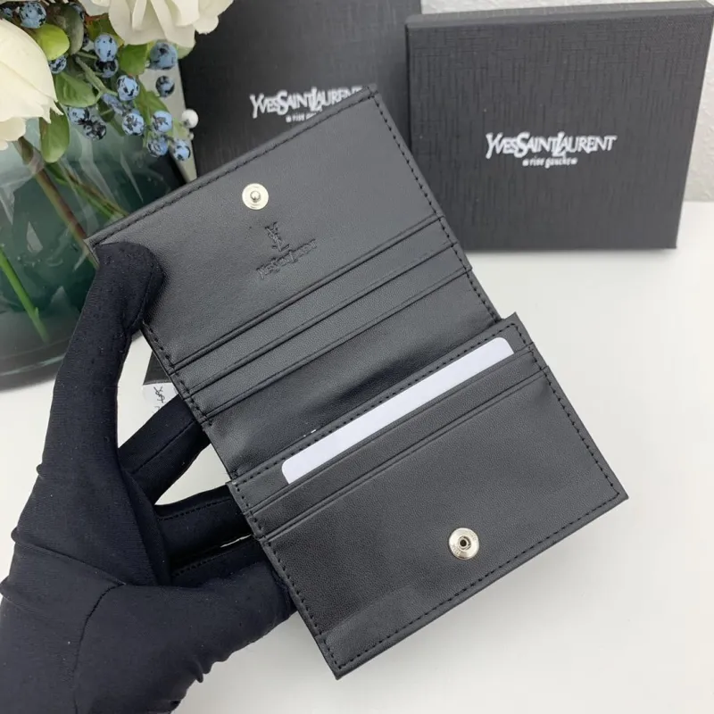 Yves Saint Laurent Black Quilted Leather Wallet 7009 - Image 6