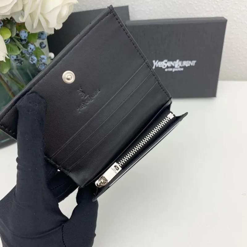 Yves Saint Laurent Black Quilted Leather Wallet 7009 - Image 7
