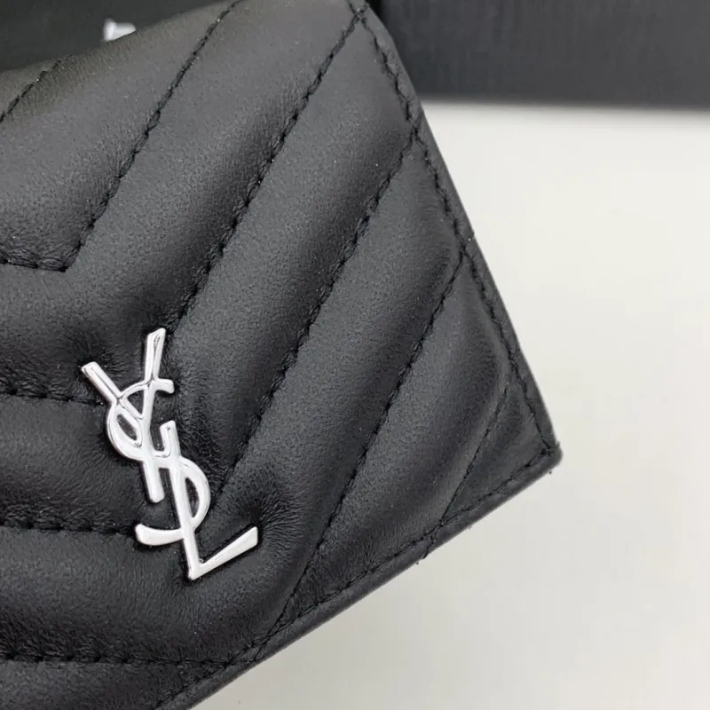 Yves Saint Laurent Black Quilted Leather Wallet 7009 - Image 9