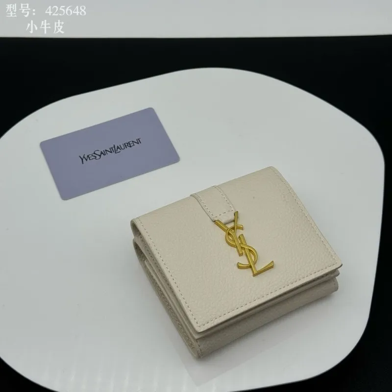 YSL Cream Leather Small Wallet 425648