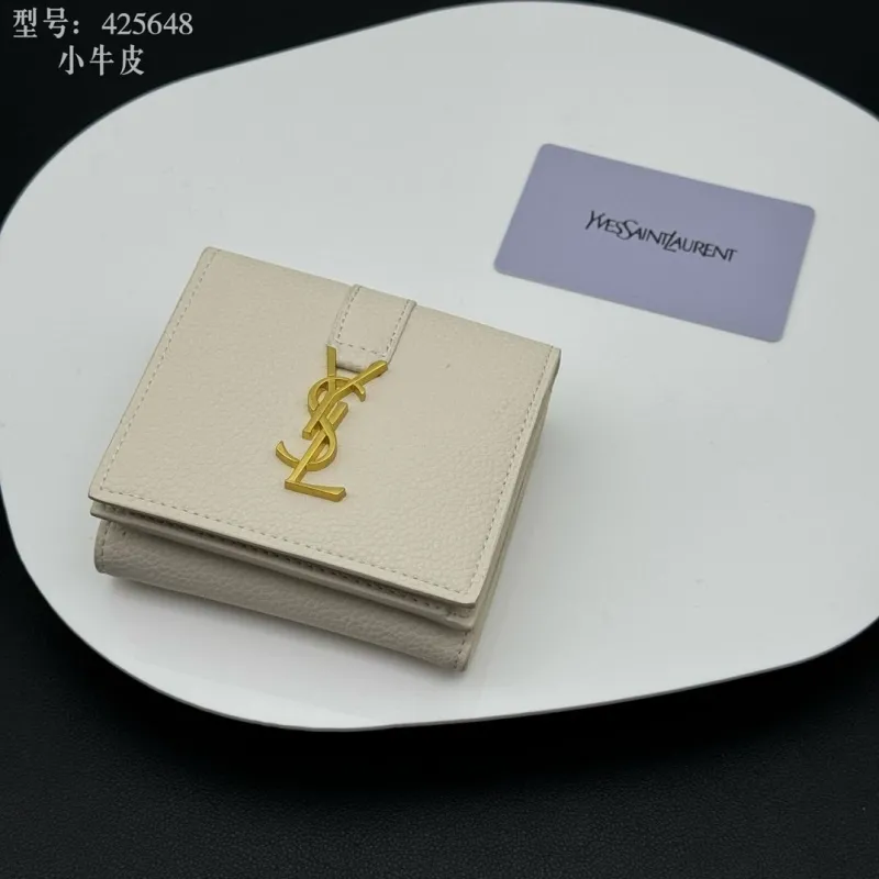 Alternative view of YSL Cream Leather Small Wallet 425648