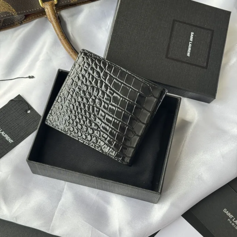 Alternative view of Saint Laurent Black Crocodile Embossed Bifold Wallet