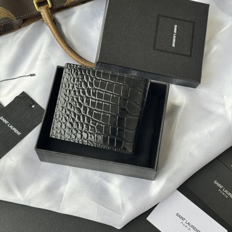 Alternative view of Saint Laurent Black Crocodile Embossed Bifold Wallet