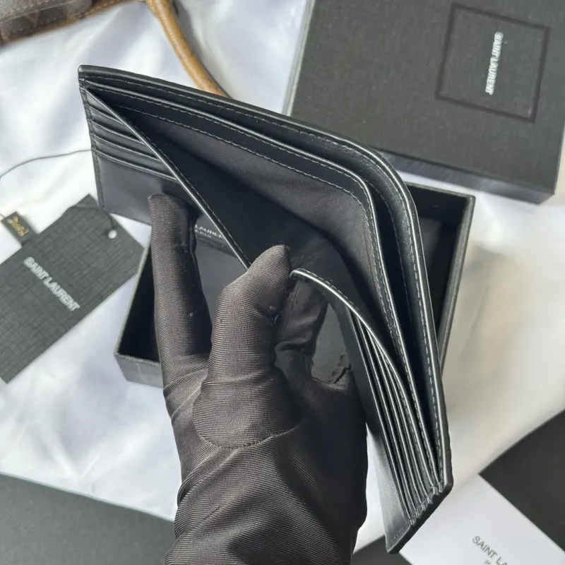 Saint Laurent Black Crocodile Embossed Bifold Wallet - Image 8