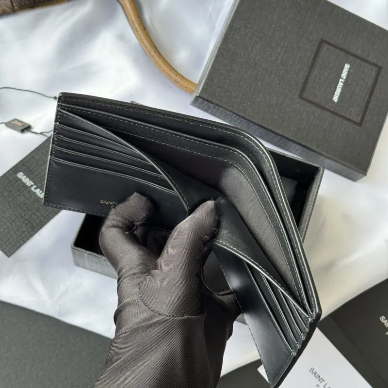 Saint Laurent Black Leather Bifold Wallet - Image 8