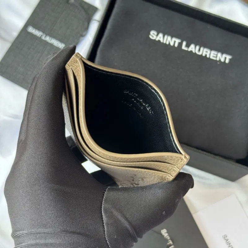Saint Laurent YSL Taupe Leather Card Holder - Image 7