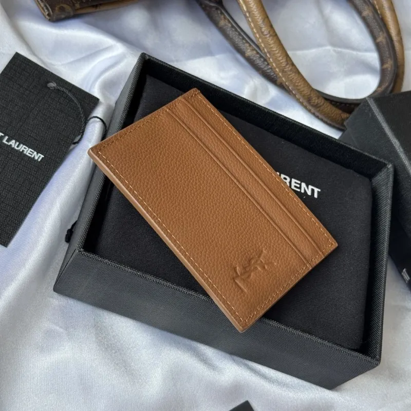 Saint Laurent Brown Leather Card Holder - Image 5