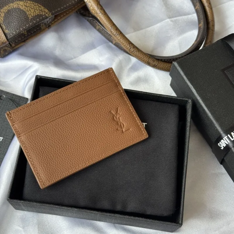 Saint Laurent Brown Leather Card Holder - Image 6