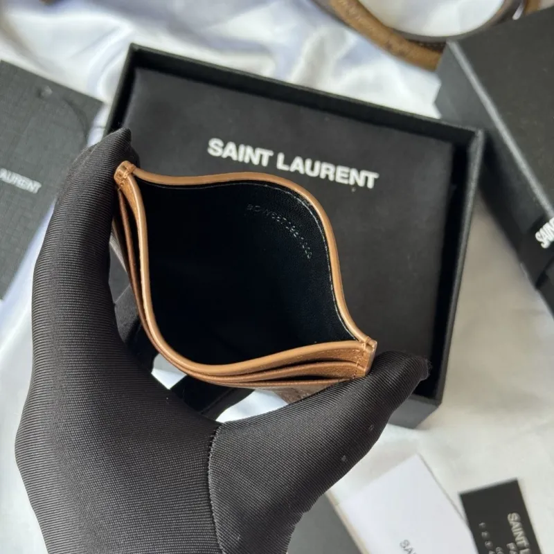 Saint Laurent Brown Leather Card Holder - Image 7