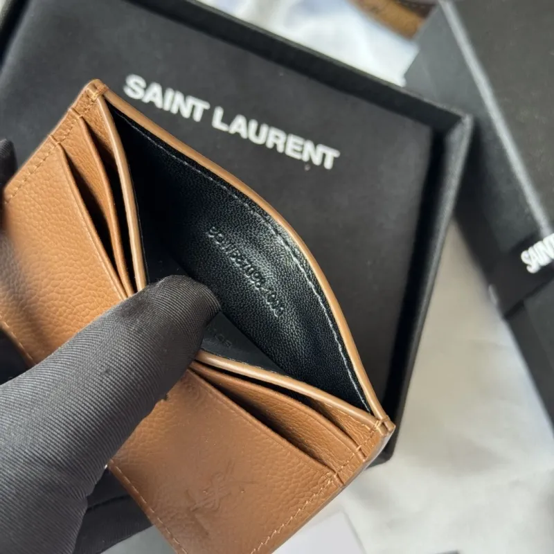 Saint Laurent Brown Leather Card Holder - Image 8