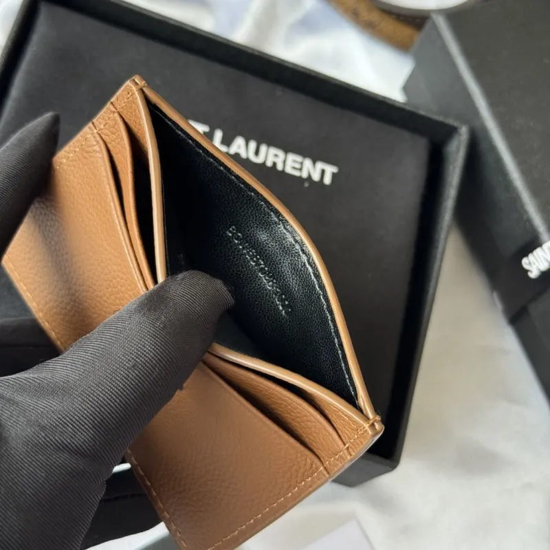 Saint Laurent Brown Leather Card Holder - Image 9