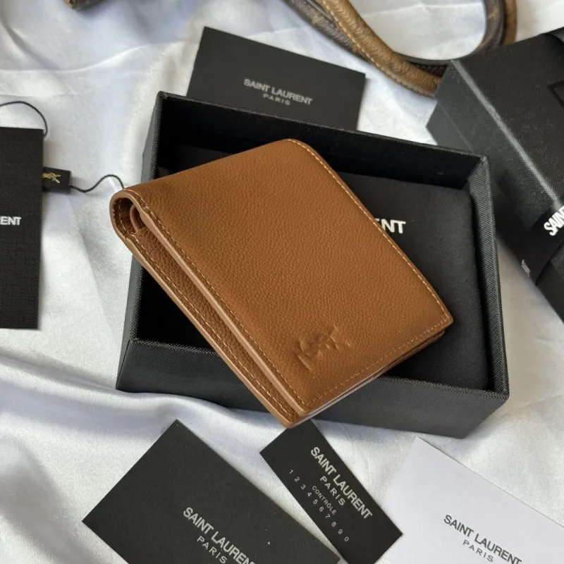 Saint Laurent Brown Leather Bifold Wallet 97 - Image 4