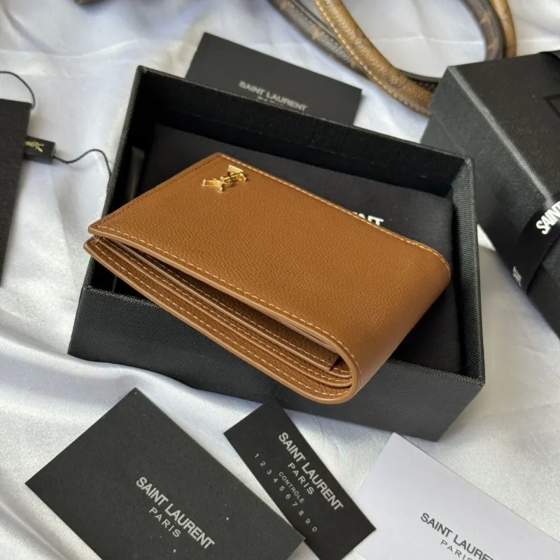 Saint Laurent Brown Leather Bifold Wallet - Image 3