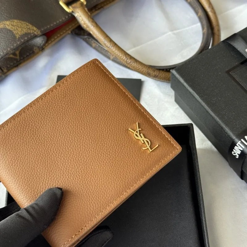 Saint Laurent Brown Leather Bifold Wallet - Image 5