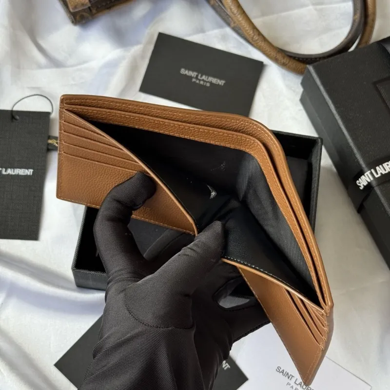 Saint Laurent Brown Leather Bifold Wallet - Image 9