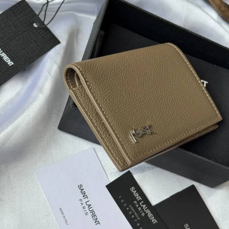 Saint Laurent Taupe Leather Bifold Wallet - Image 3