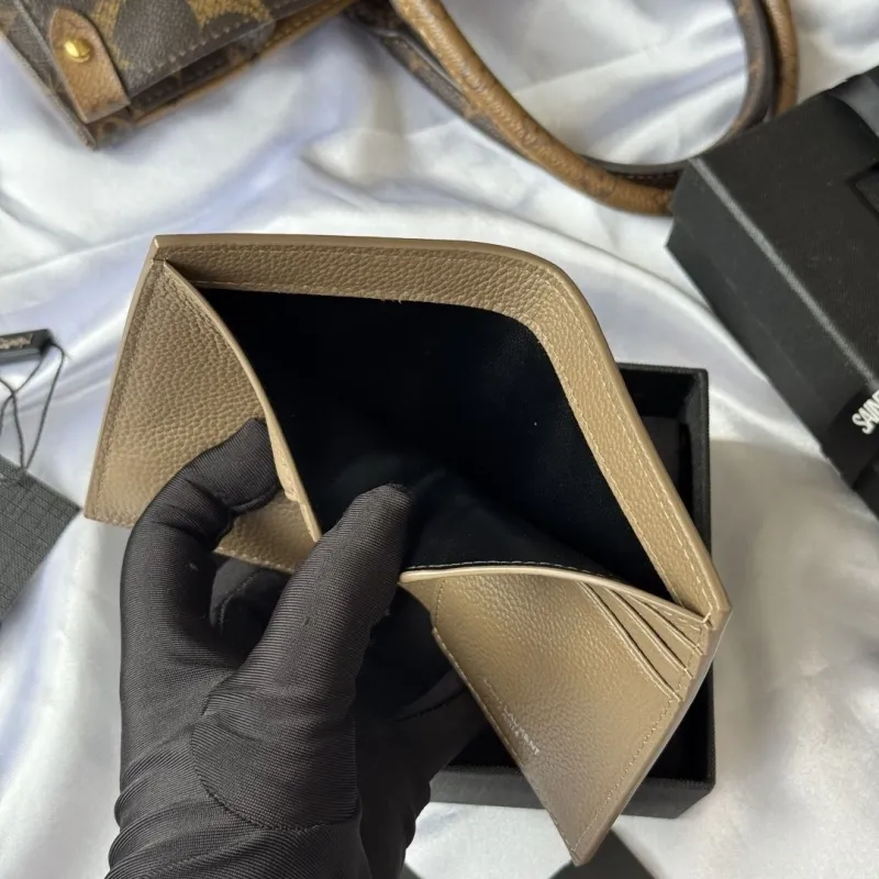 Saint Laurent Taupe Leather Bifold Wallet - Image 8