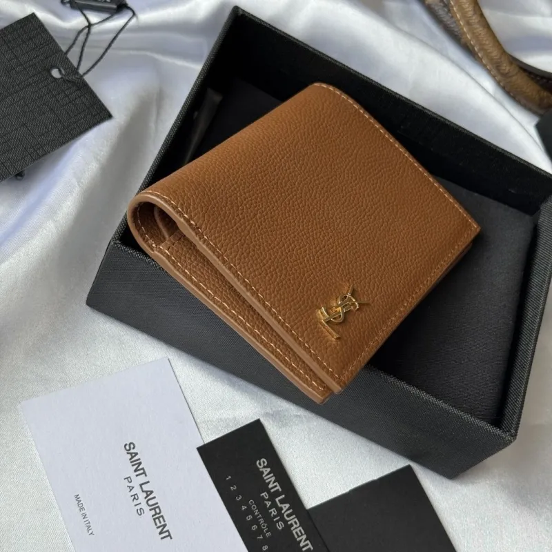 Saint Laurent Brown Leather Bifold Wallet 105 - Image 4