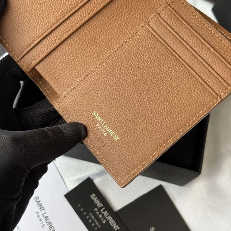 Saint Laurent Brown Leather Bifold Wallet 105 - Image 8
