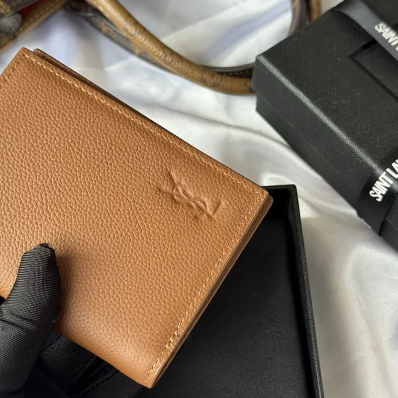 Saint Laurent Brown Bifold Leather Wallet - Image 6