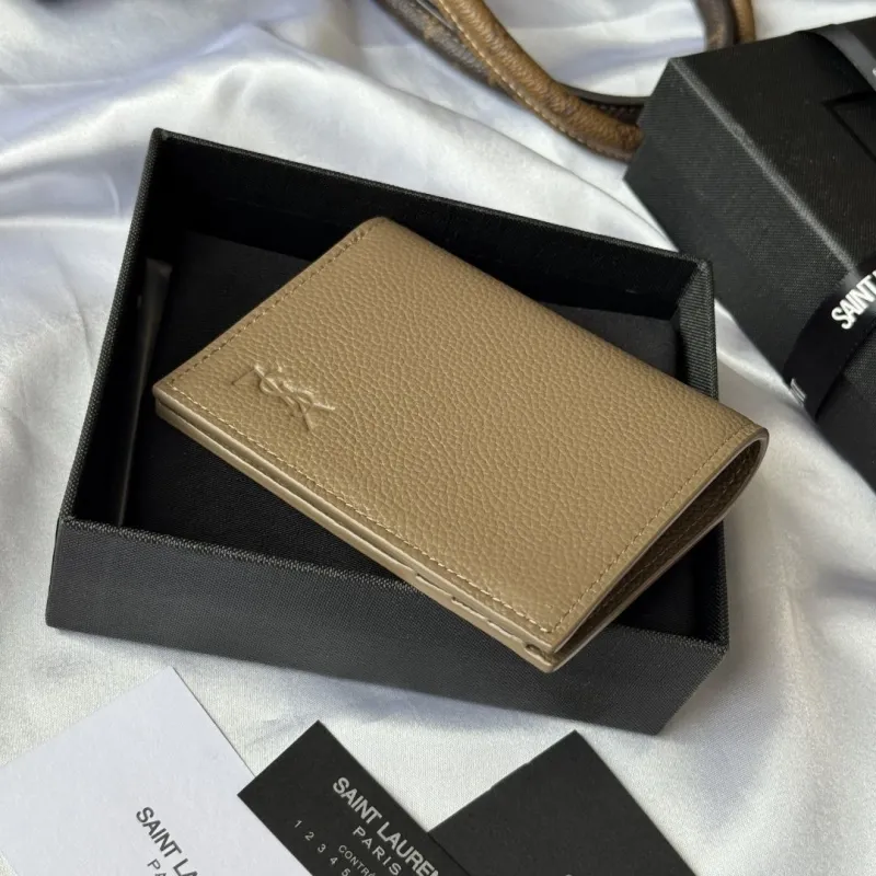 Saint Laurent Taupe Leather Bifold Wallet 108 - Image 3