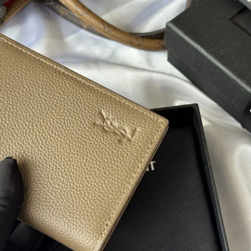 Saint Laurent Taupe Leather Bifold Wallet 108 - Image 6