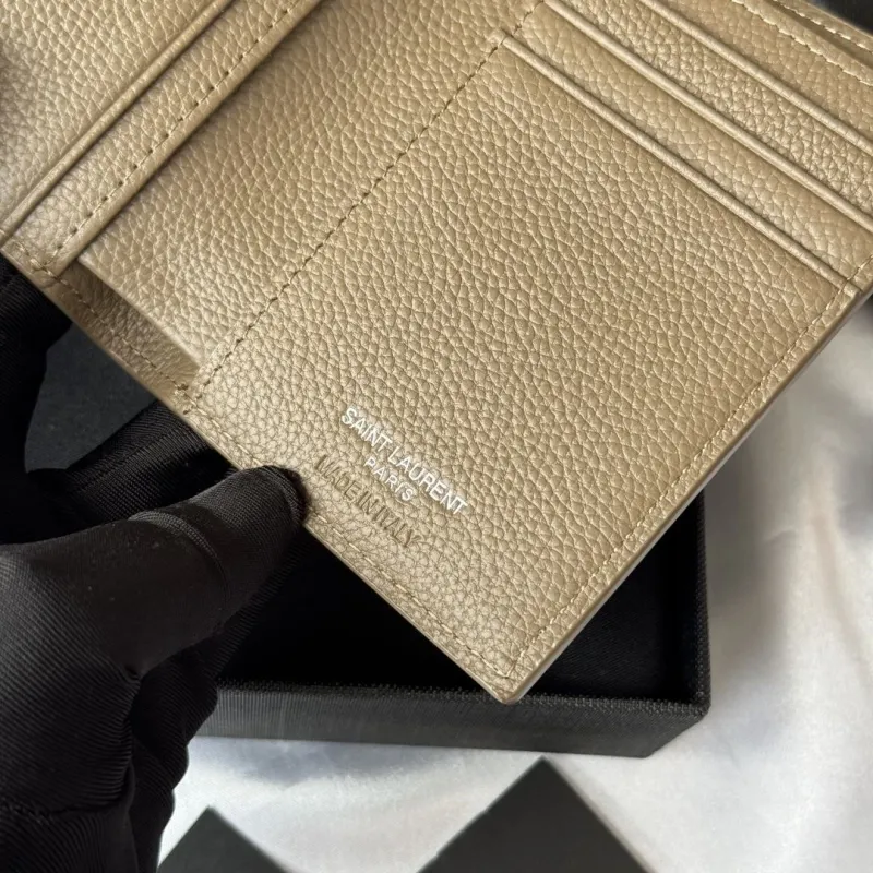 Saint Laurent Taupe Leather Bifold Wallet 108 - Image 8