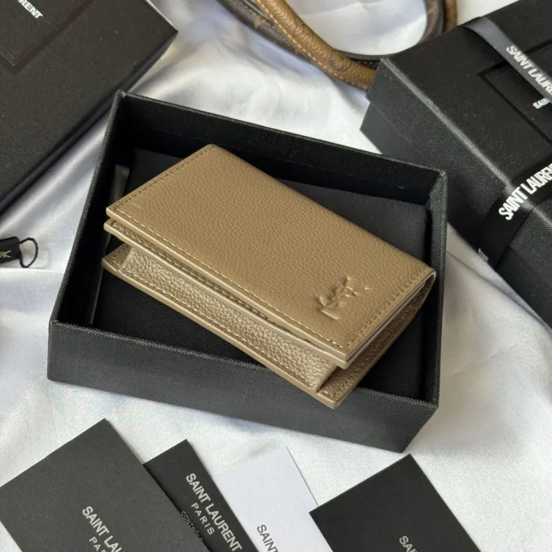 Saint Laurent Taupe Leather Bifold Wallet 114 - Image 3