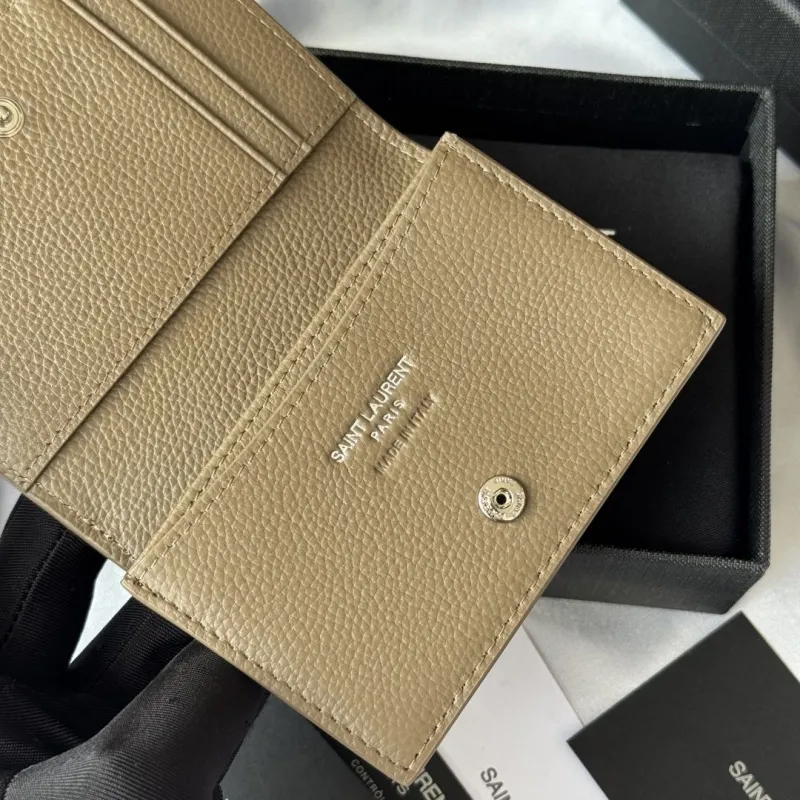 Saint Laurent Taupe Leather Bifold Wallet 114 - Image 7