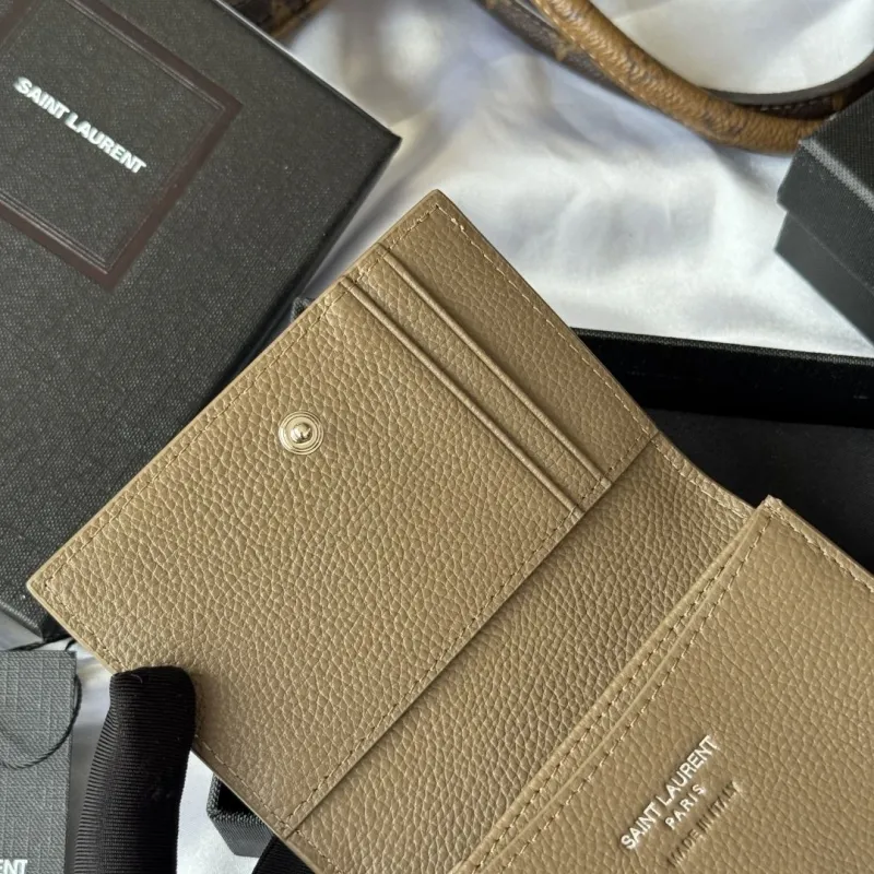 Saint Laurent Taupe Leather Bifold Wallet 114 - Image 8