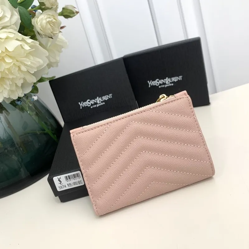 YSL Pink Small Leather Wallet 5974 - Image 3