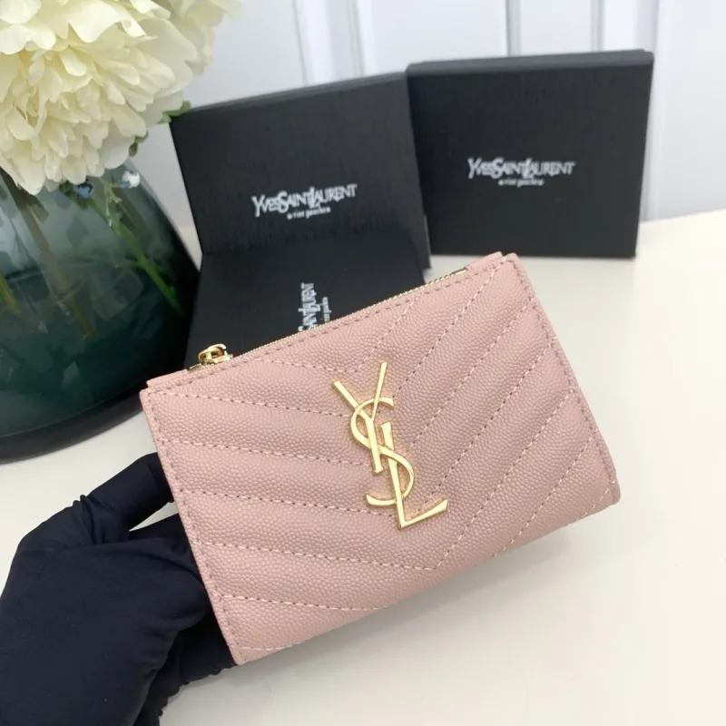 YSL Pink Small Leather Wallet 5974 - Image 4