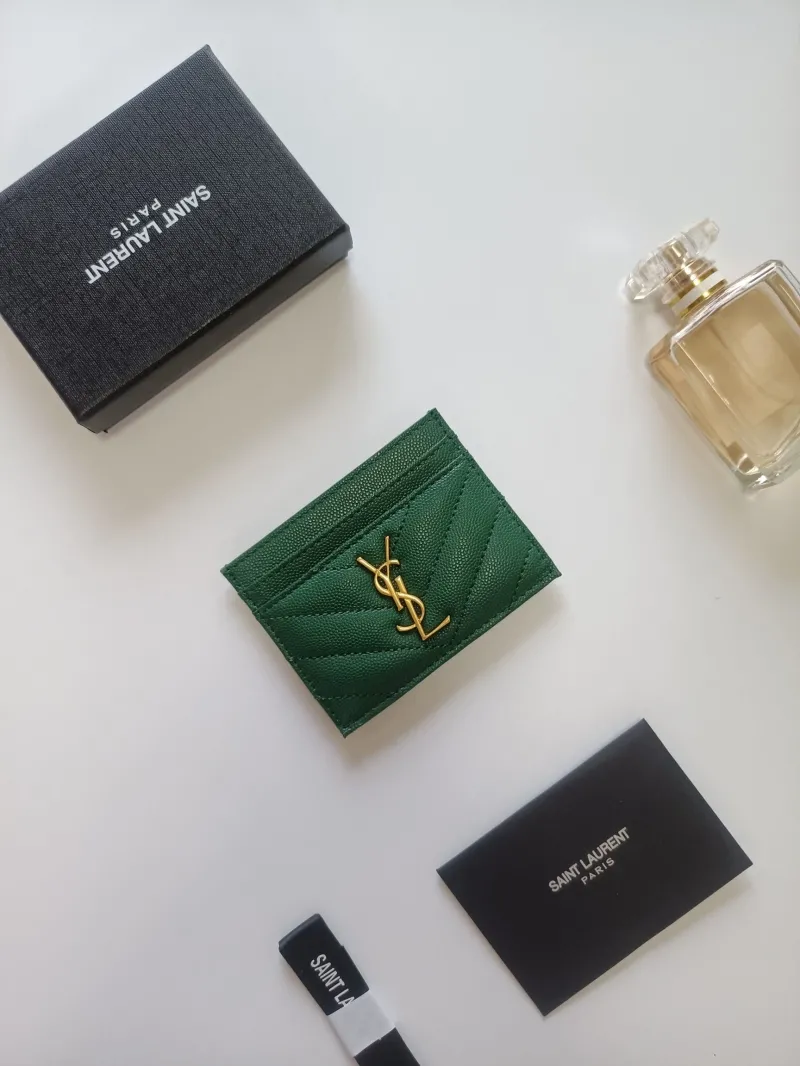 YSL Green Leather Card Holder