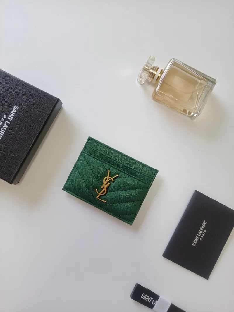 Alternative view of YSL Green Leather Card Holder