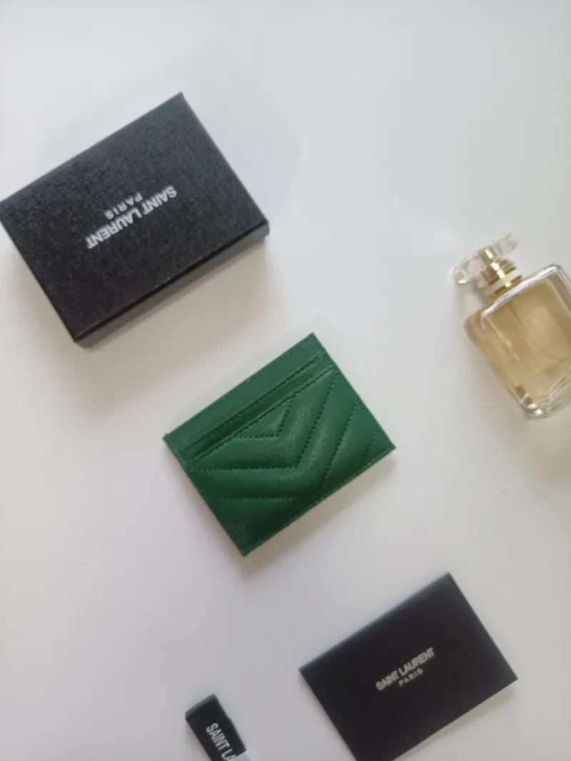 YSL Green Leather Card Holder - Image 3