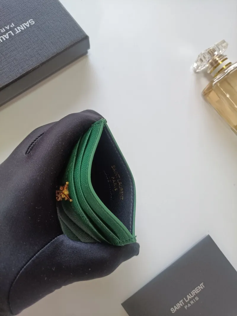 YSL Green Leather Card Holder - Image 5