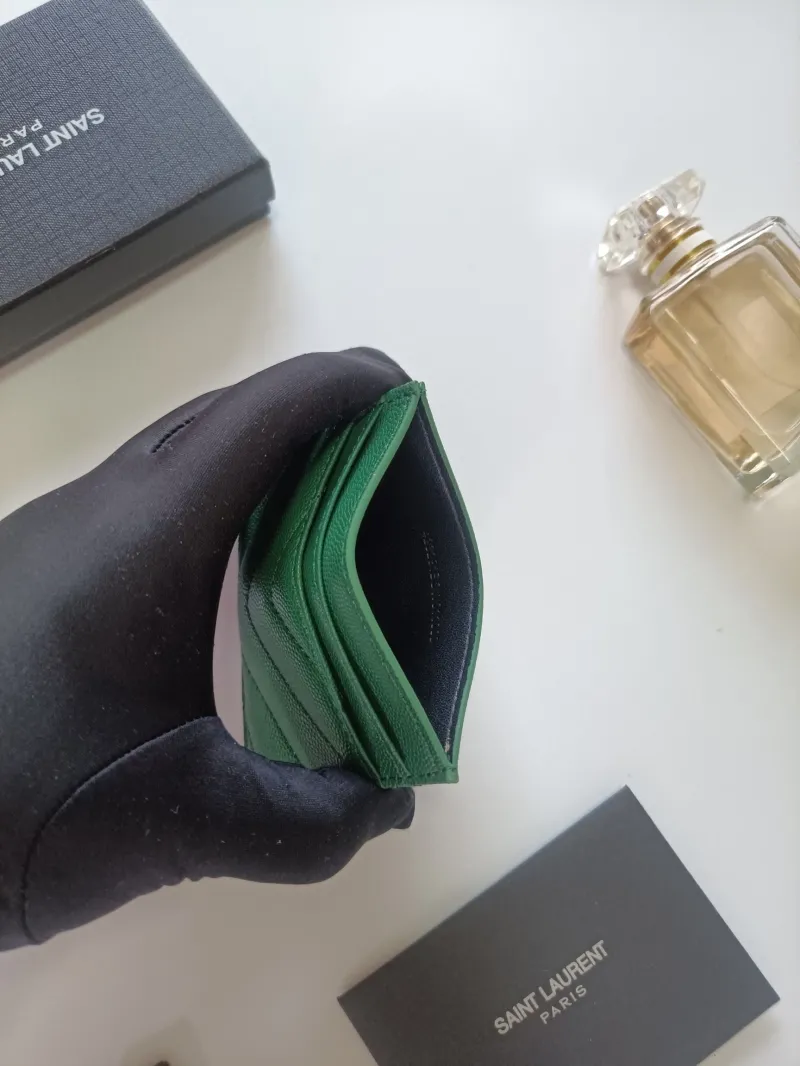 YSL Green Leather Card Holder - Image 6