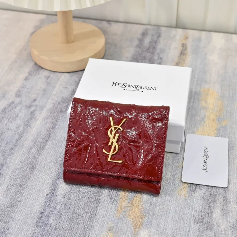 YSL Burgundy Patent Leather Wallet