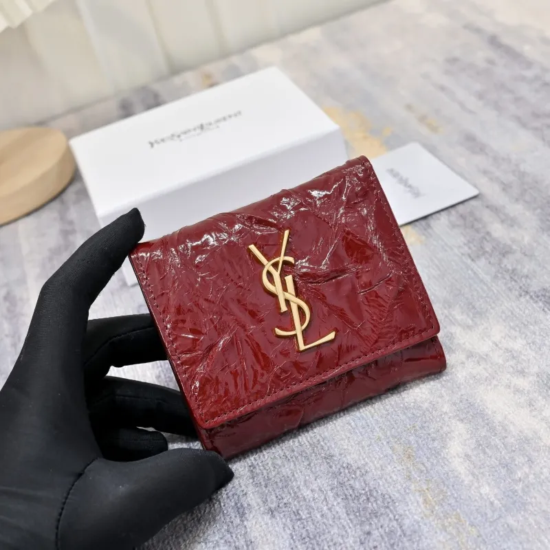 Alternative view of YSL Burgundy Patent Leather Wallet